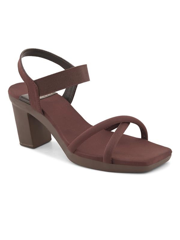 XE Looks Women's Stylish Block Heels | Open-Toe Sandals with Elastic Support | Anti-Skid Sole & Cushioned Footbed Block Heels For Girls