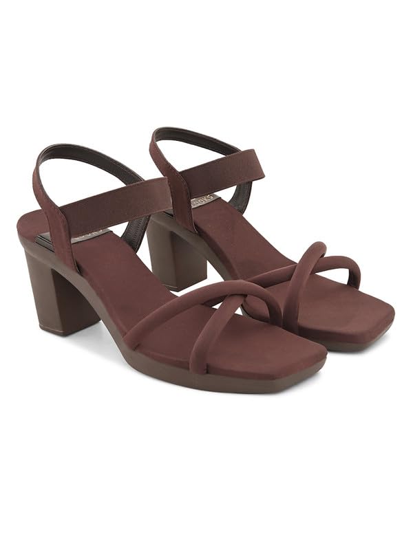 XE Looks Women's Stylish Block Heels | Open-Toe Sandals with Elastic Support | Anti-Skid Sole & Cushioned Footbed Block Heels For Girls