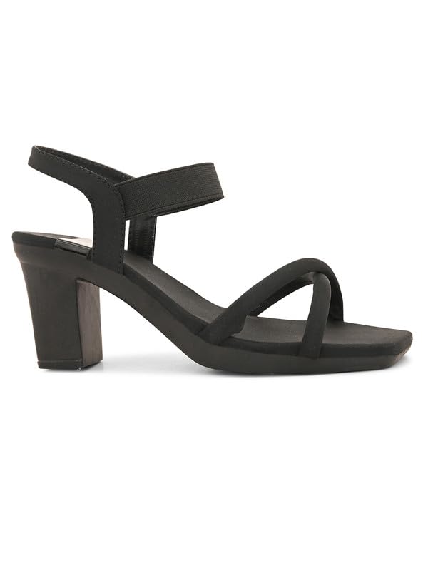 XE Looks Women's Stylish Block Heels | Open-Toe Sandals with Elastic Support | Anti-Skid Sole & Cushioned Footbed Block Heels For Girls