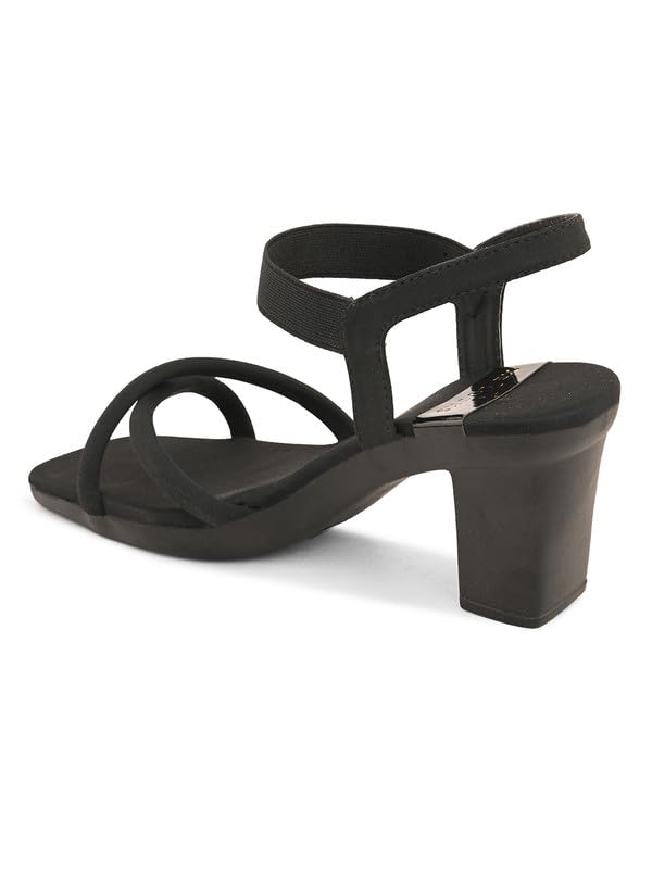 XE Looks Women's Stylish Block Heels | Open-Toe Sandals with Elastic Support | Anti-Skid Sole & Cushioned Footbed Block Heels For Girls