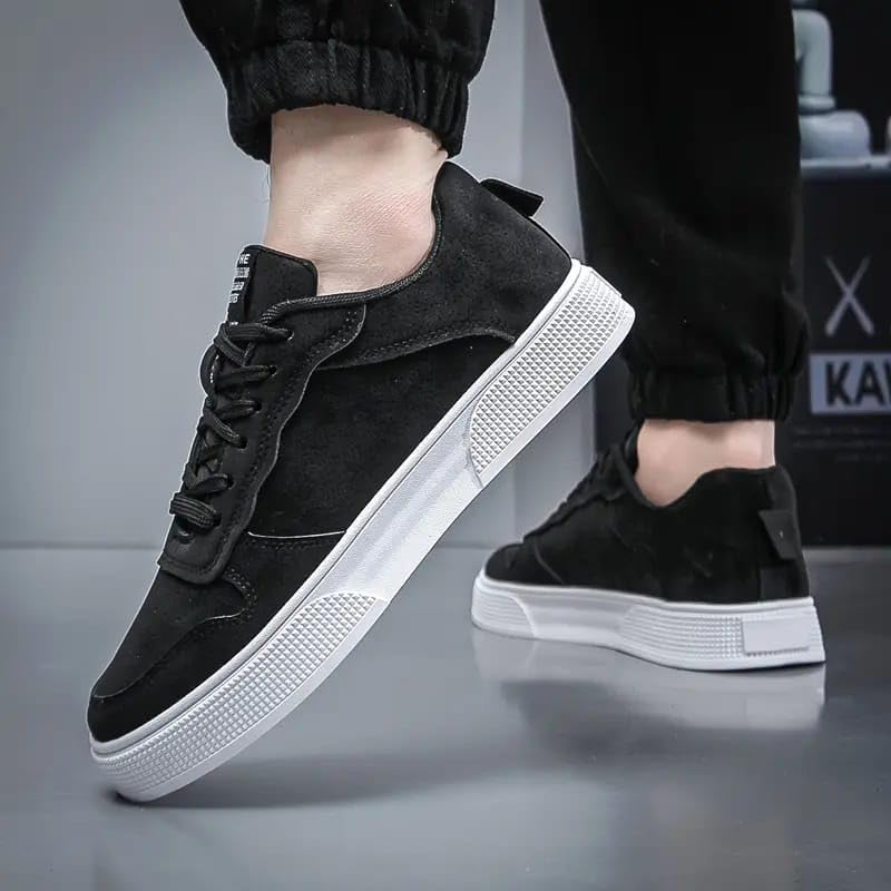 BLUE POP Lace-up Sneakers for Men, Suede Leather, Perforated Design, Beige - Twinle