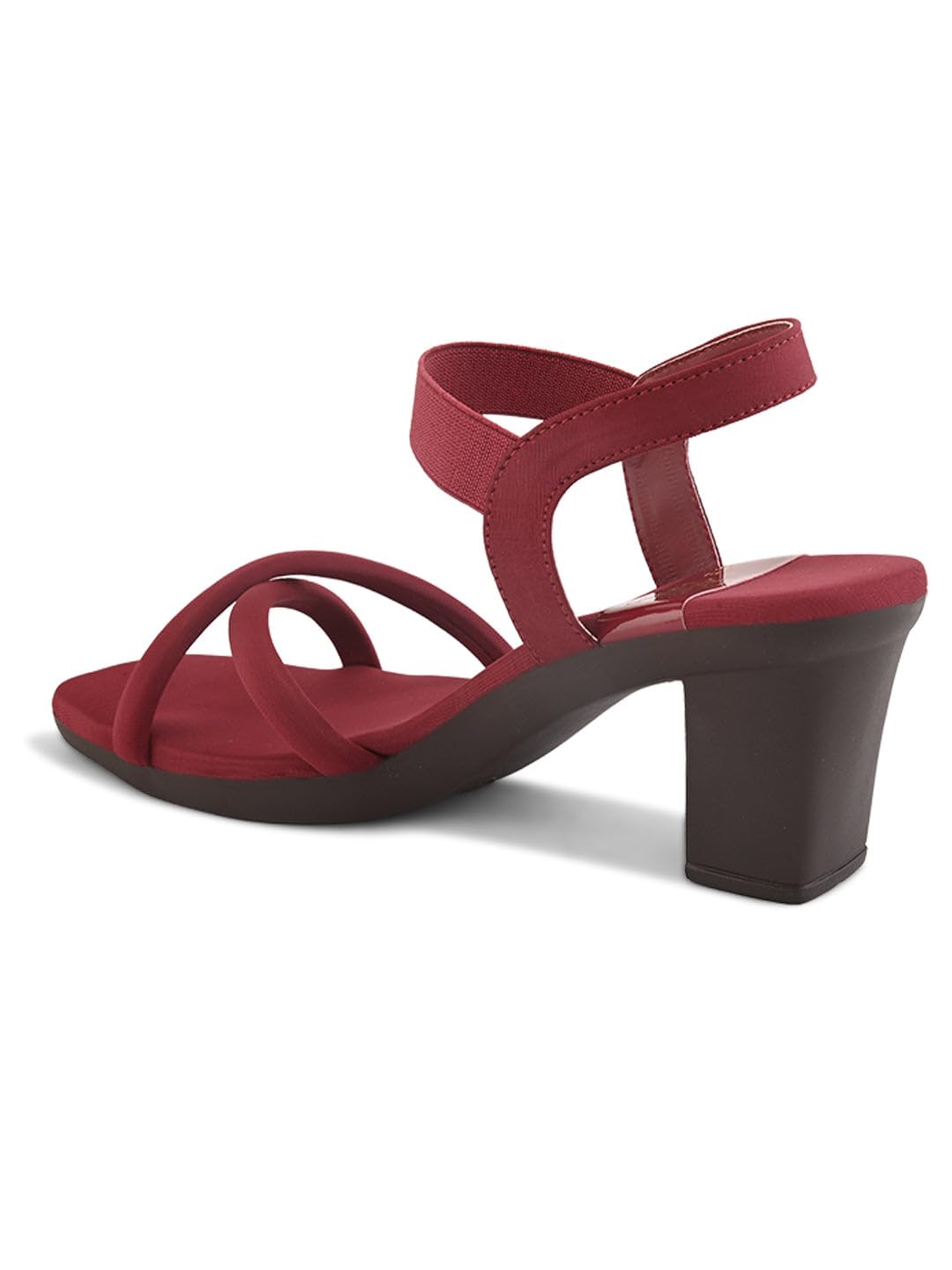 XE Looks Women's Stylish Block Heels | Open-Toe Sandals with Elastic Support | Anti-Skid Sole & Cushioned Footbed Block Heels For Girls