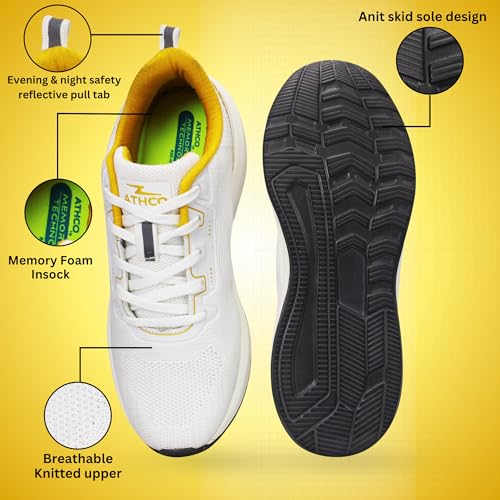 ATHCO Mens Rodeo Memory Foam Comfort Shoes|Running|Walking|Training|Gym|Jogging|Sneaker|Athletic|Laceup|Flexible|Lightweight|Dailyuse|Sports|Casual|ExtraSoft|Fitness - Twinle