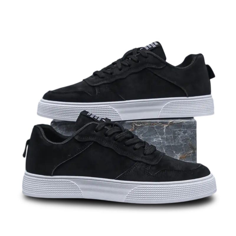 BLUE POP Lace-up Sneakers for Men, Suede Leather, Perforated Design, Beige - Twinle