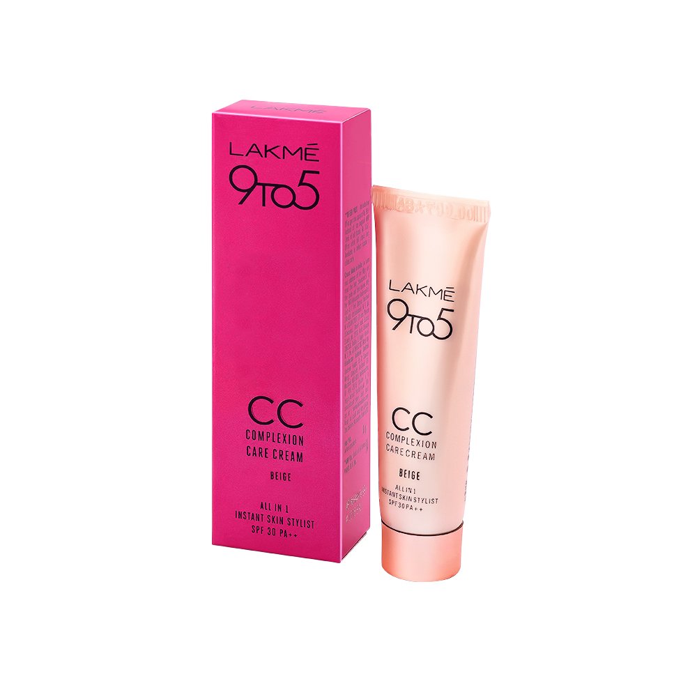 Lakme 9 to 5 CC Cream Mini, 01 - Beige, Light Face Makeup with Natural Coverage, SPF 30 - Tinted Moisturizer to Brighten Skin, Conceal Dark Spots, 9 g