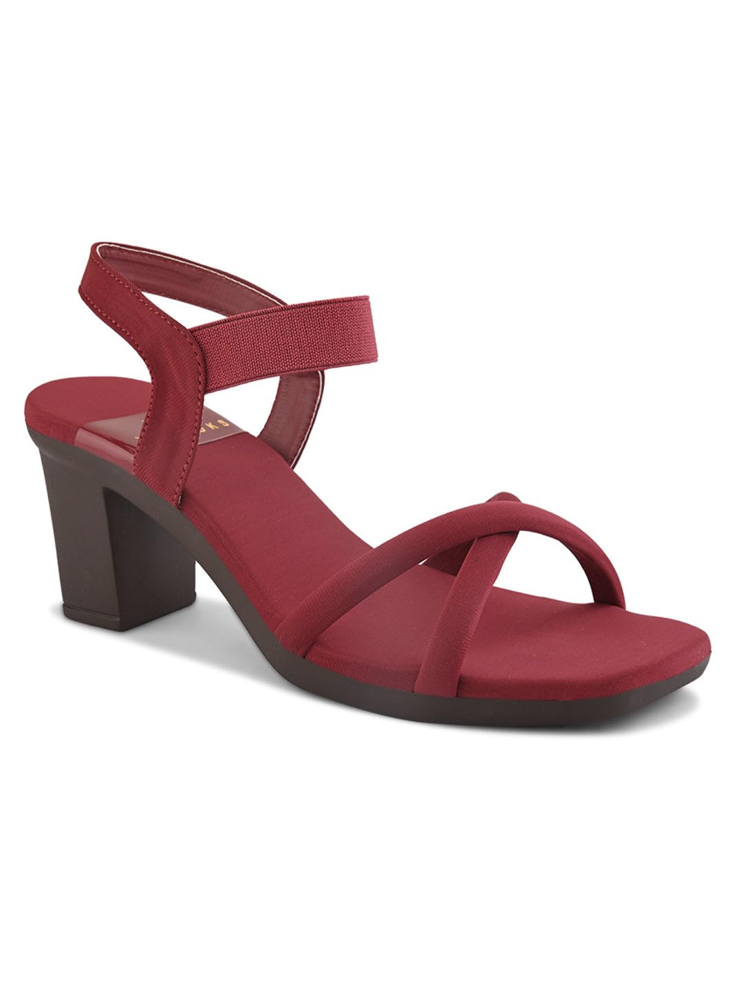 XE Looks Women's Stylish Block Heels | Open-Toe Sandals with Elastic Support | Anti-Skid Sole & Cushioned Footbed Block Heels For Girls