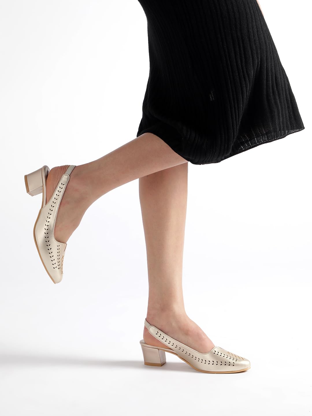 Marc Loire Women Pointed Toe Block Heel Sandal for Office Wear
