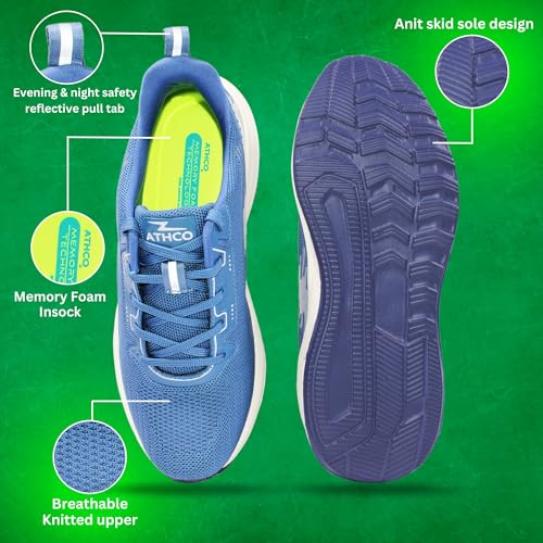 ATHCO Mens Rodeo Memory Foam Comfort Shoes|Running|Walking|Training|Gym|Jogging|Sneaker|Athletic|Laceup|Flexible|Lightweight|Dailyuse|Sports|Casual|ExtraSoft|Fitness - Twinle
