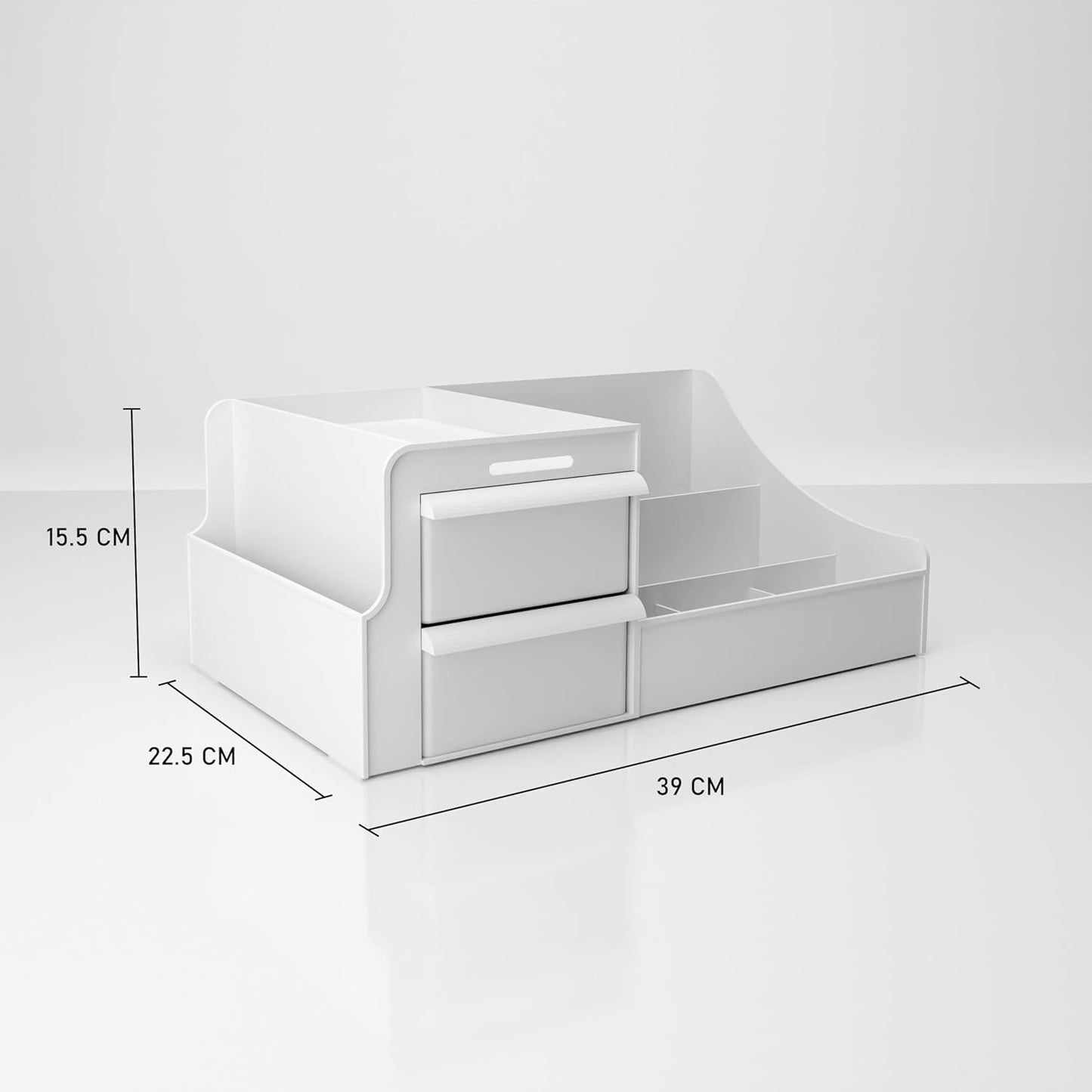 ALOXE Cosmetic Organizer Box | Makeup Storage for Women | Cosmetic Organizer Shelf with Drawers | Stylish Case for Beauty Products White