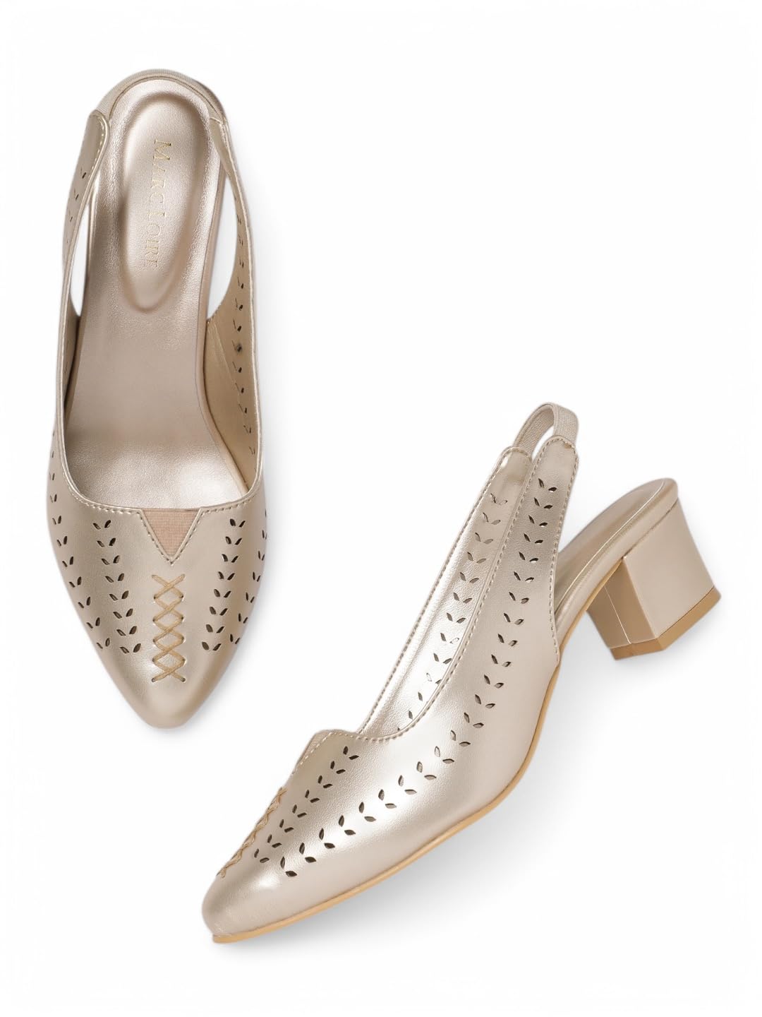 Marc Loire Women Pointed Toe Block Heel Sandal for Office Wear