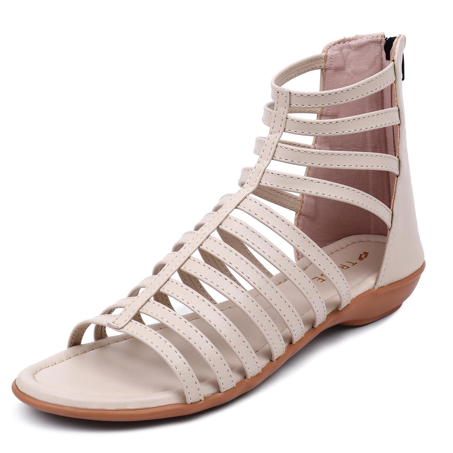 TRASE Flats Gladiator With Zip Closure For Women Sandals| Gladiator High-Tops Sandals For Women | Stylish & Comfortable | College, Office, Shopping, Outdoor & Beach Wear