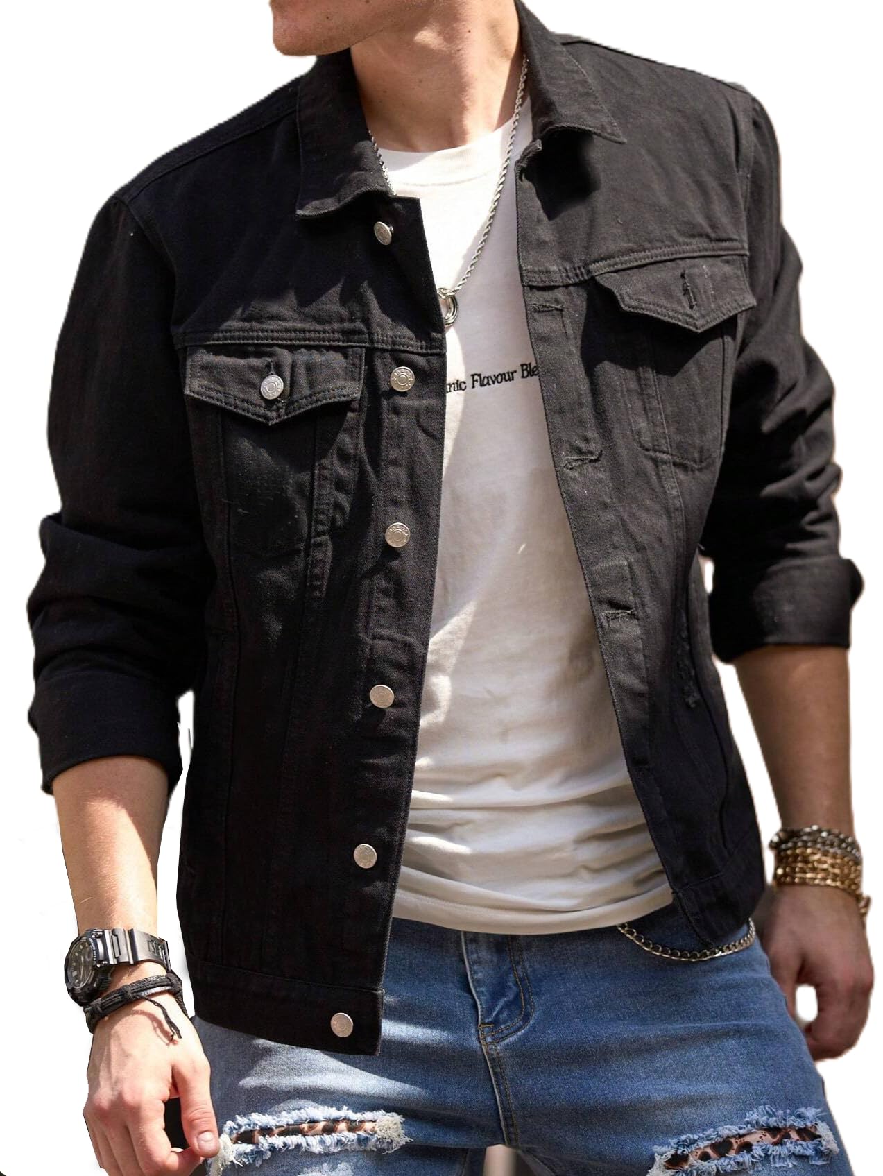 JVX Men's Standard Length Cotton Blend Stretch Denim Jacket (NJACKET-01)