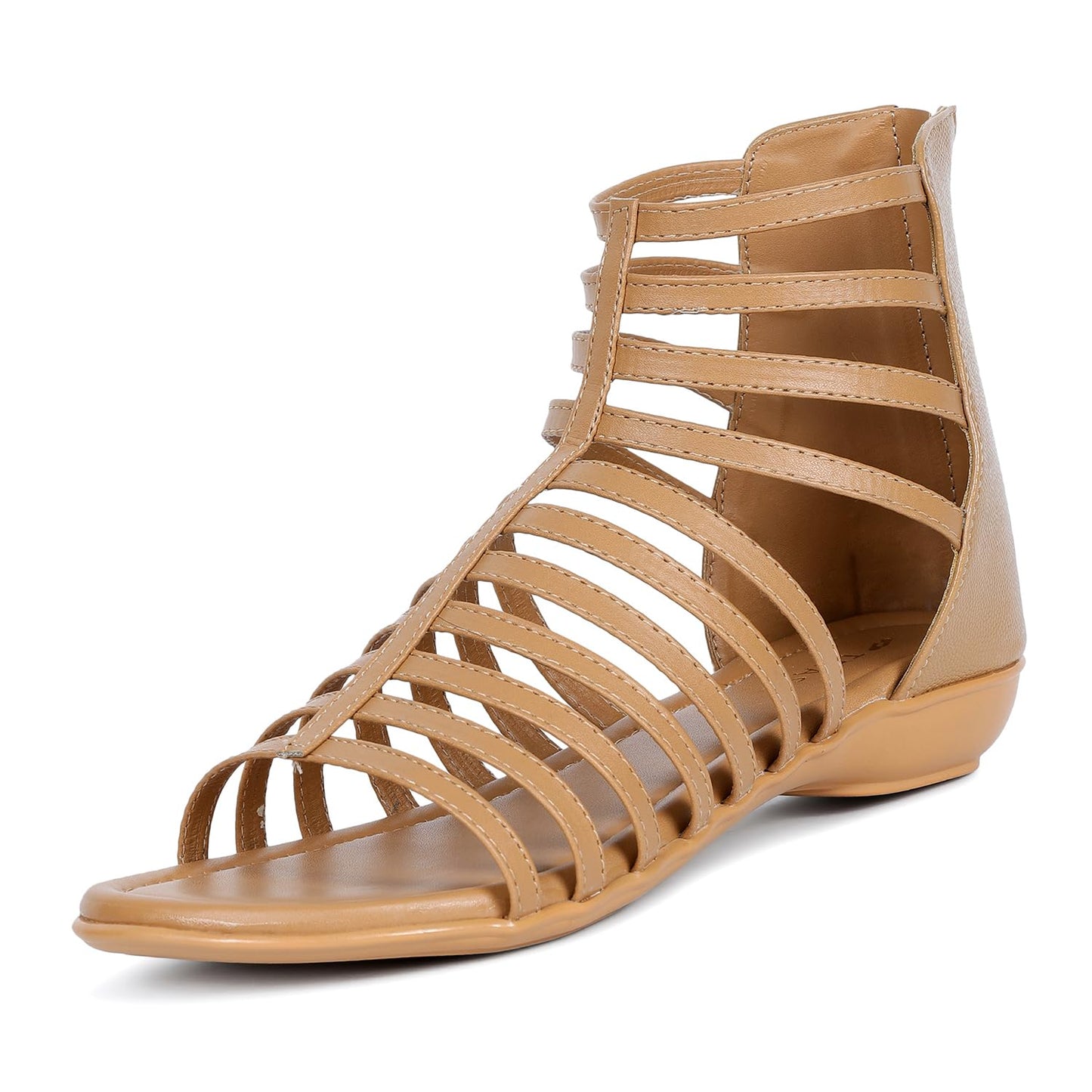 TRASE Flats Gladiator With Zip Closure For Women Sandals| Gladiator High-Tops Sandals For Women | Stylish & Comfortable | College, Office, Shopping, Outdoor & Beach Wear
