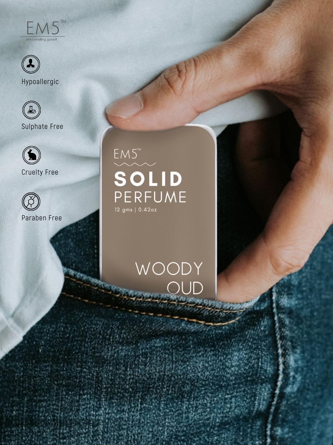 EM5™ Combo Pack of Alcohol Free Solid Perfumes | Woody Oud & Nomade for Men & Women | Non-Greasy Cologne | Strong & Lasting Fragrance | Gifting Pack for Him & Her