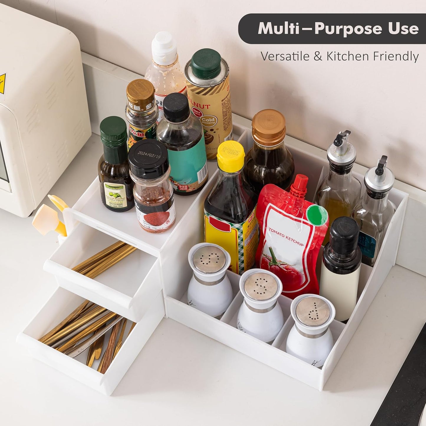 ALOXE Cosmetic Organizer Box | Makeup Storage for Women | Cosmetic Organizer Shelf with Drawers | Stylish Case for Beauty Products White