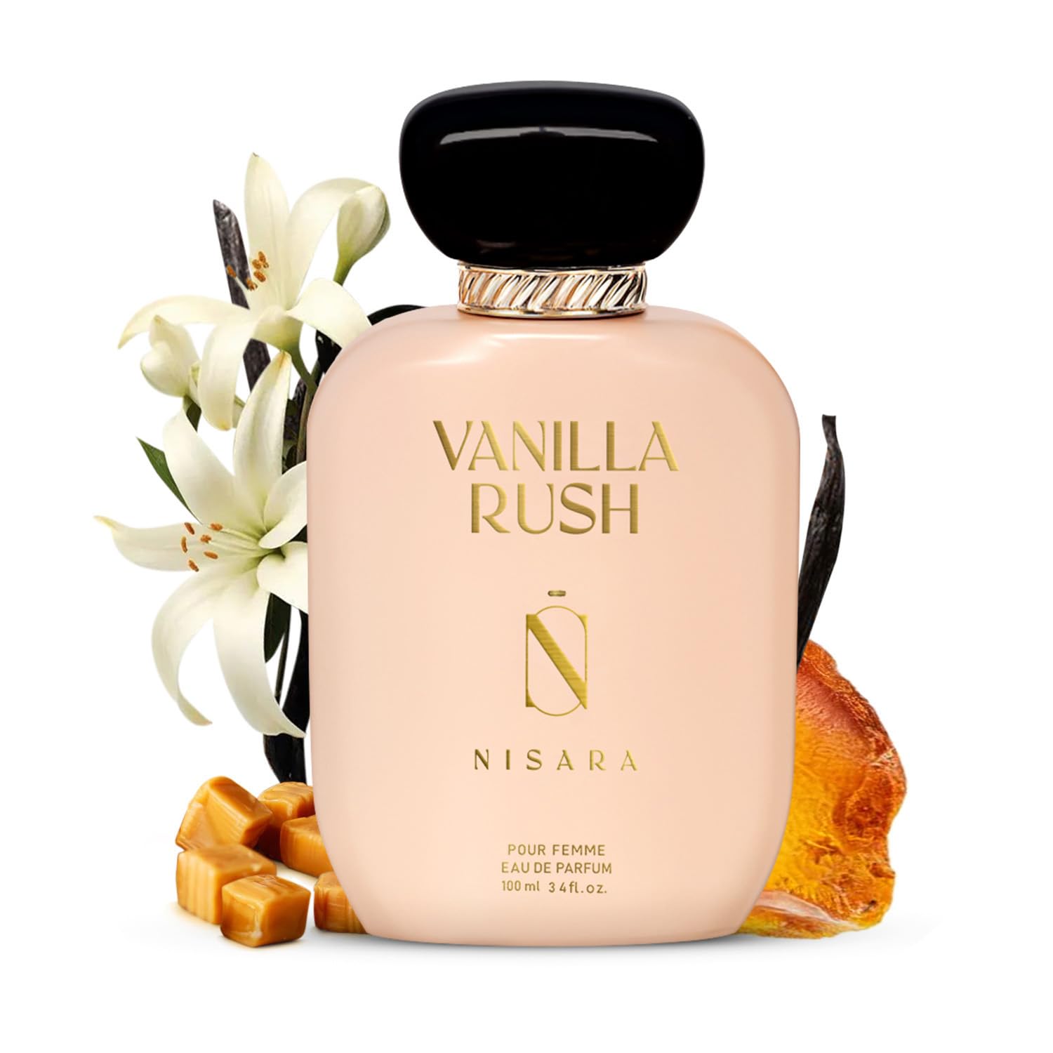 Nisara Vanilla Rush Perfume For Woman 100 ml | Girl Long Lasting Eau De Parfum | Ambery Vanilla Fragrance| Orchid, White Floral, Caramel,Amber, Musk Wood, Patchouli | EDP Scent spray for Woman | Premium Perfume For Her