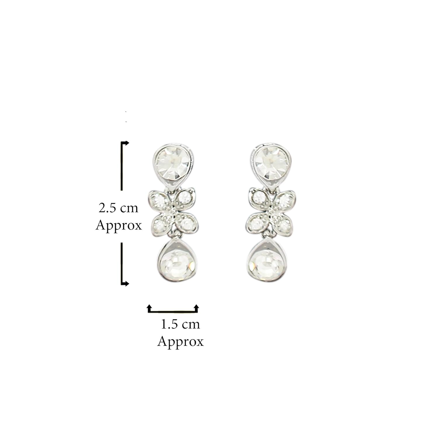 Atasi International Princess Style AD Crystals/Stones Necklace with Earrings Jewellery Set for Women/Girls - Wedding Jewelry/Party & Festival Accessories