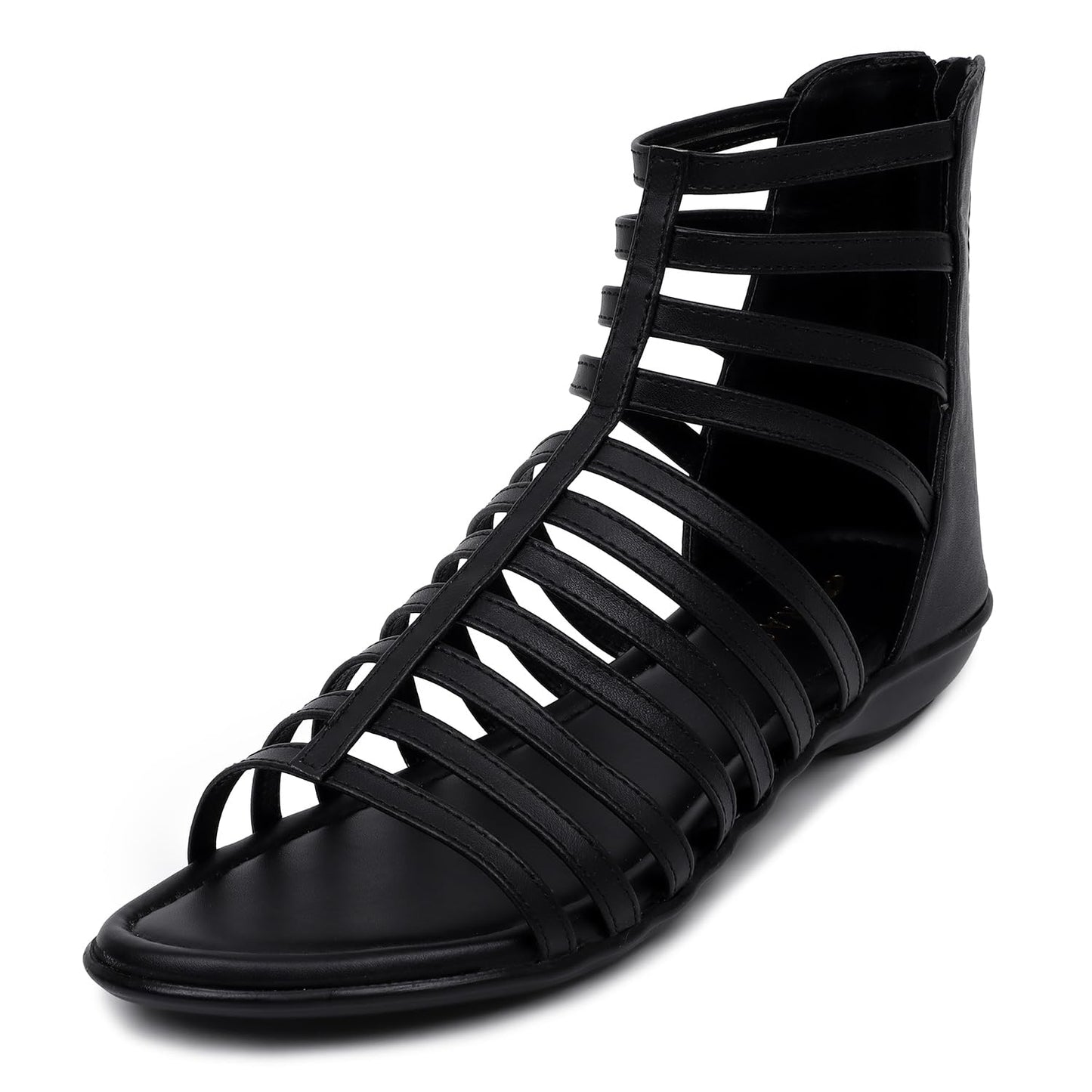TRASE Flats Gladiator With Zip Closure For Women Sandals| Gladiator High-Tops Sandals For Women | Stylish & Comfortable | College, Office, Shopping, Outdoor & Beach Wear