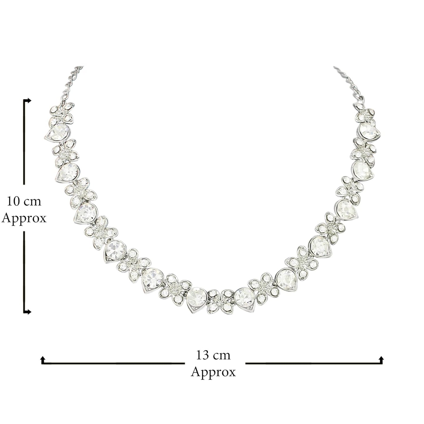 Atasi International Princess Style AD Crystals/Stones Necklace with Earrings Jewellery Set for Women/Girls - Wedding Jewelry/Party & Festival Accessories