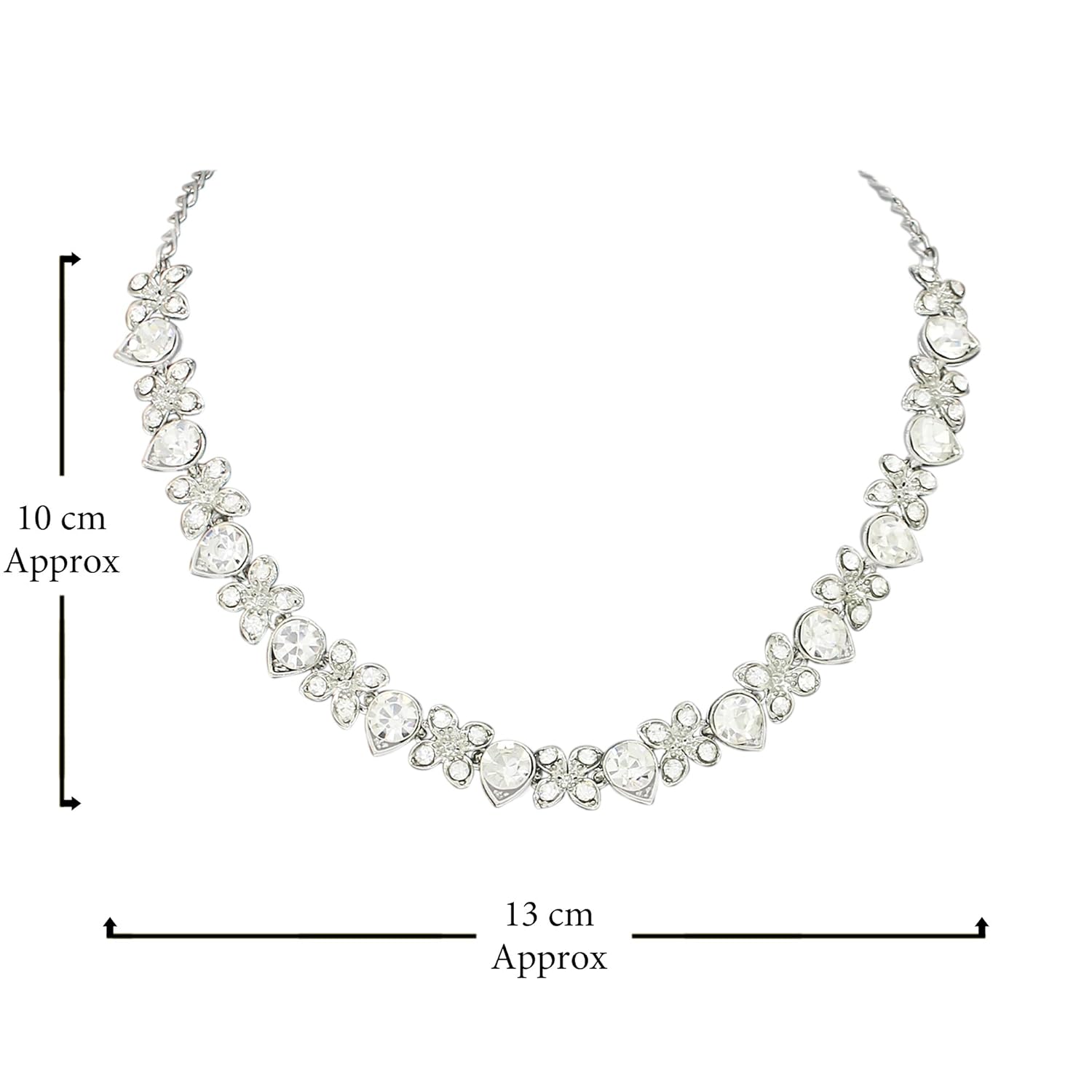 Atasi International Princess Style AD Crystals/Stones Necklace with Earrings Jewellery Set for Women/Girls - Wedding Jewelry/Party & Festival Accessories
