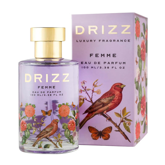 DRIZZ Femme 100ml Perfume for Women | Long Lasting Perfume for Woman with Rose, Peony & Cedarwood | Floral & Fresh Body Spray | Gift for Women | Everyday Elegance to Evening Glow